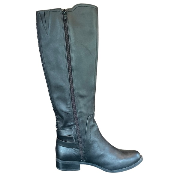 Gianni Bini Womens Kassander Leather Studded Block Heel Riding Boot Buckle Sz 6 - Picture 4 of 16